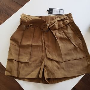 High Waisted Paper Bag Shorts